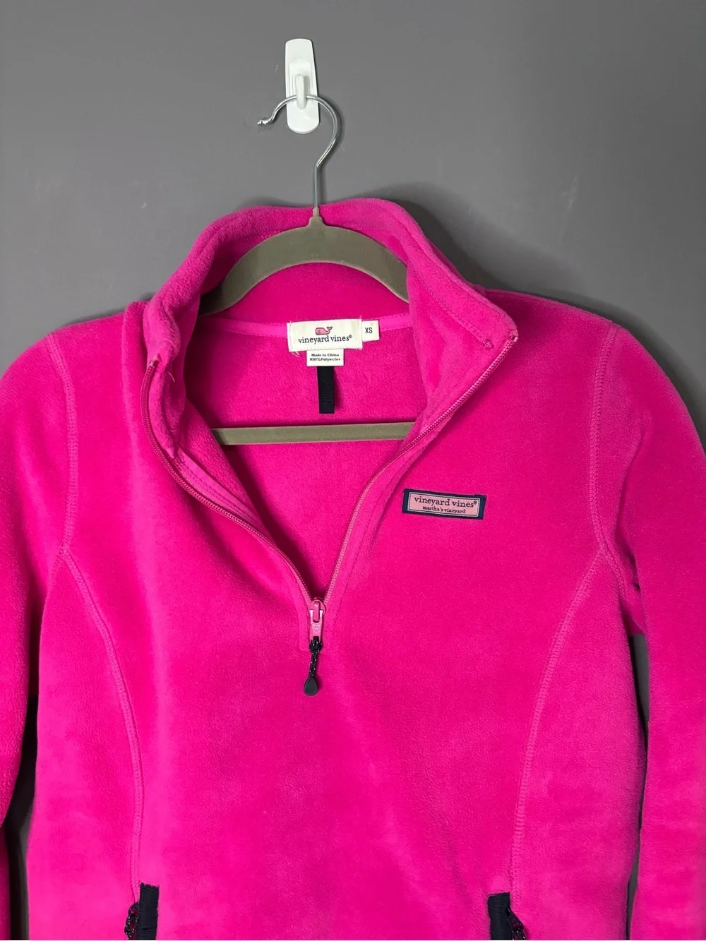 Vineyard Vines Hot Pink Fleece Quarter Zip Pullover XS